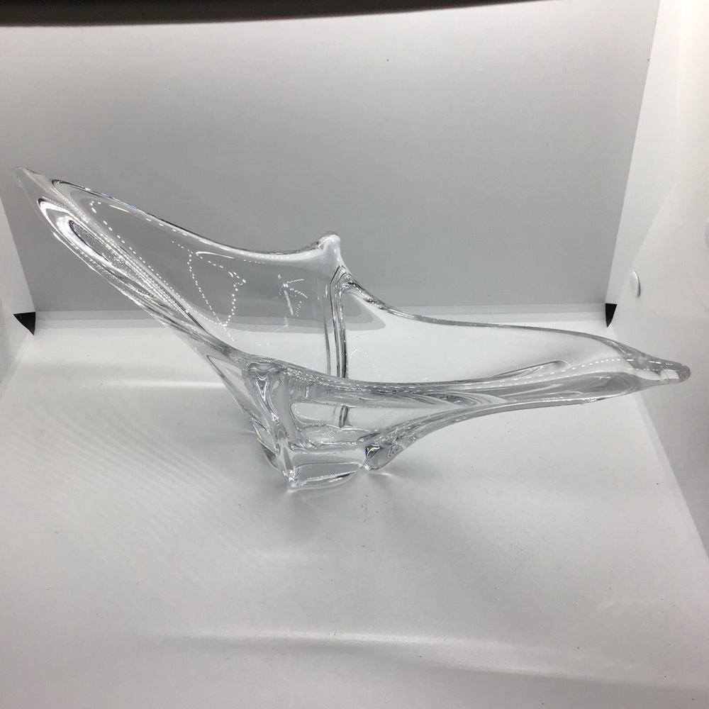 Vintage Art Deco Daum France Elongated Swallowtail Centerpiece Crystal Bowl